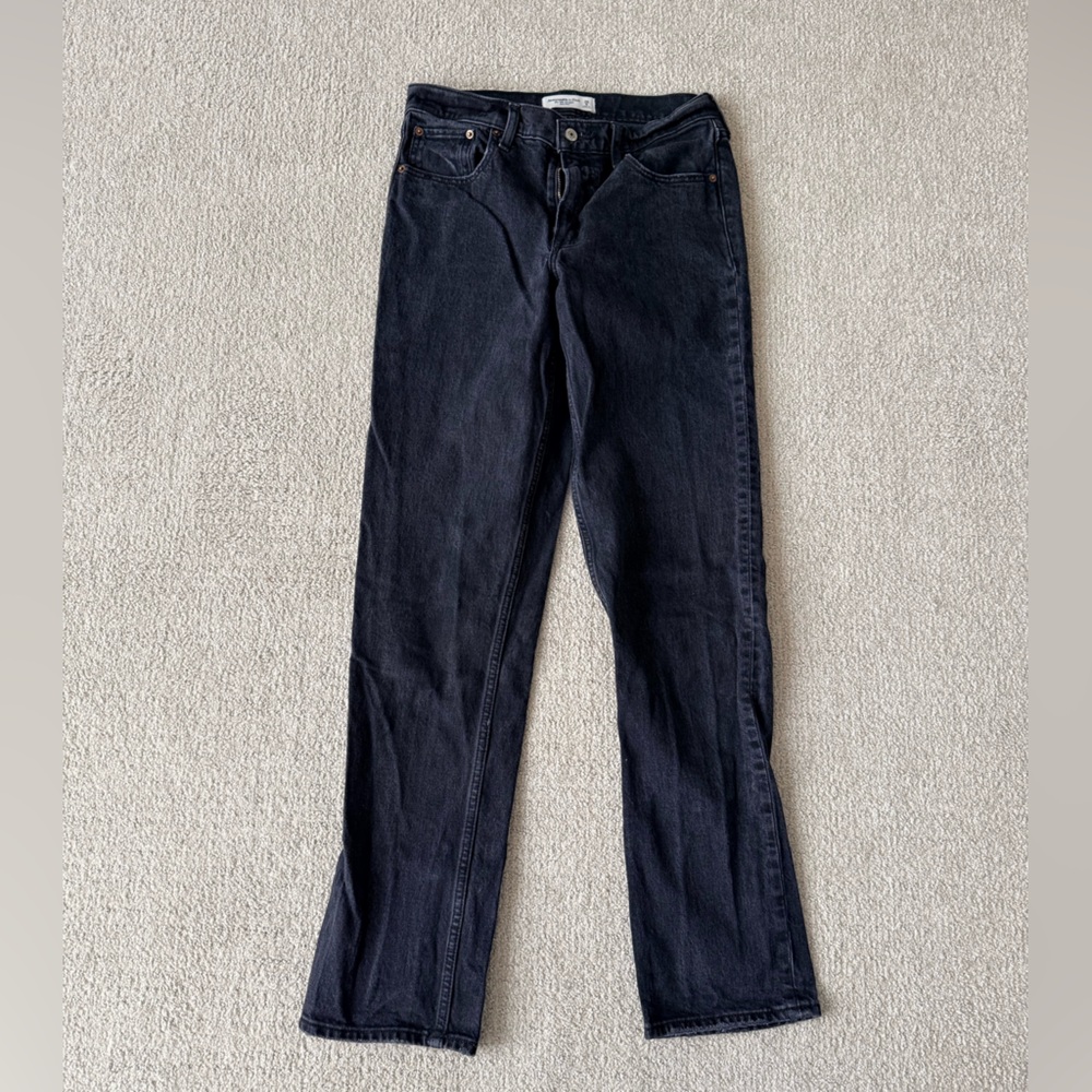 Abercrombie & Fitch Black Women’s 90’s Straight Mid Rise Jeans 28Long